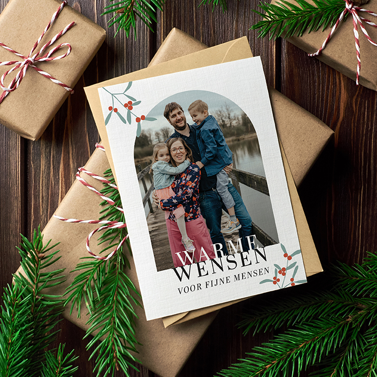 Kerstkaart met foto - boog (pakket van 5st)