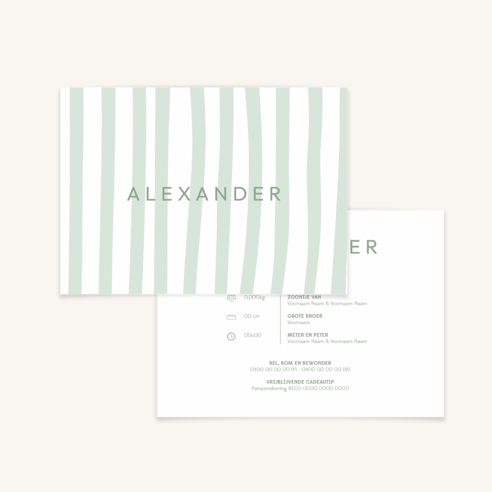 Geboortekaartje - collectie Alexander streepjes