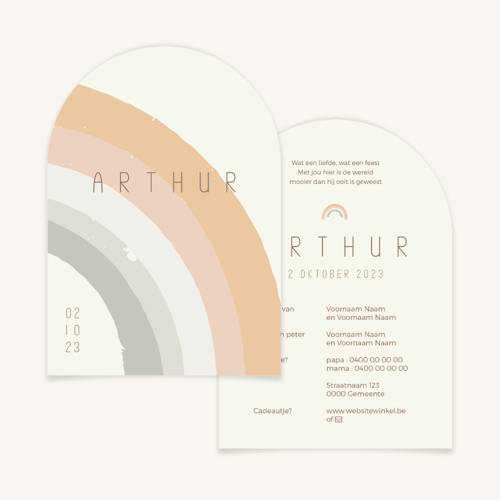 Geboortekaartje - collectie Arthur regenboog