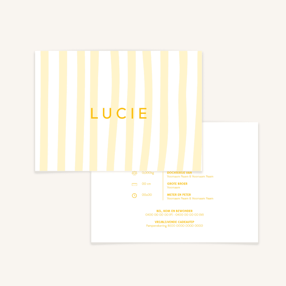 Geboortekaartje - collectie Lucie streepjes