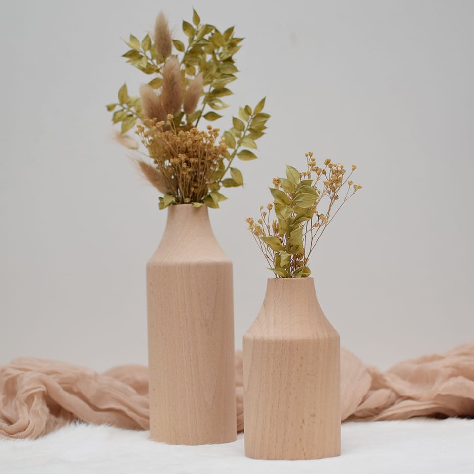 Houten vazen (set van 2)